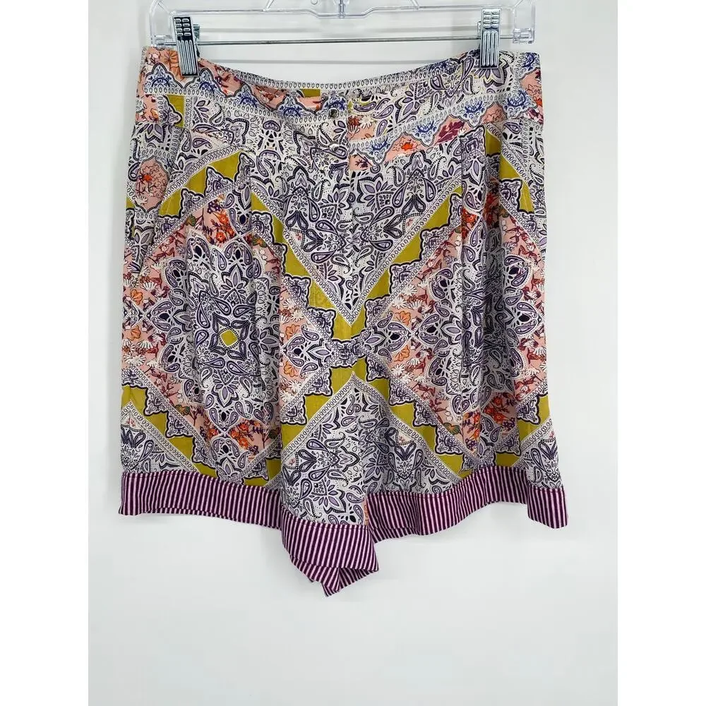 Ouari Shorts Women’s Large Paisley Floral Bohemian Print Flowy Festival Feminine